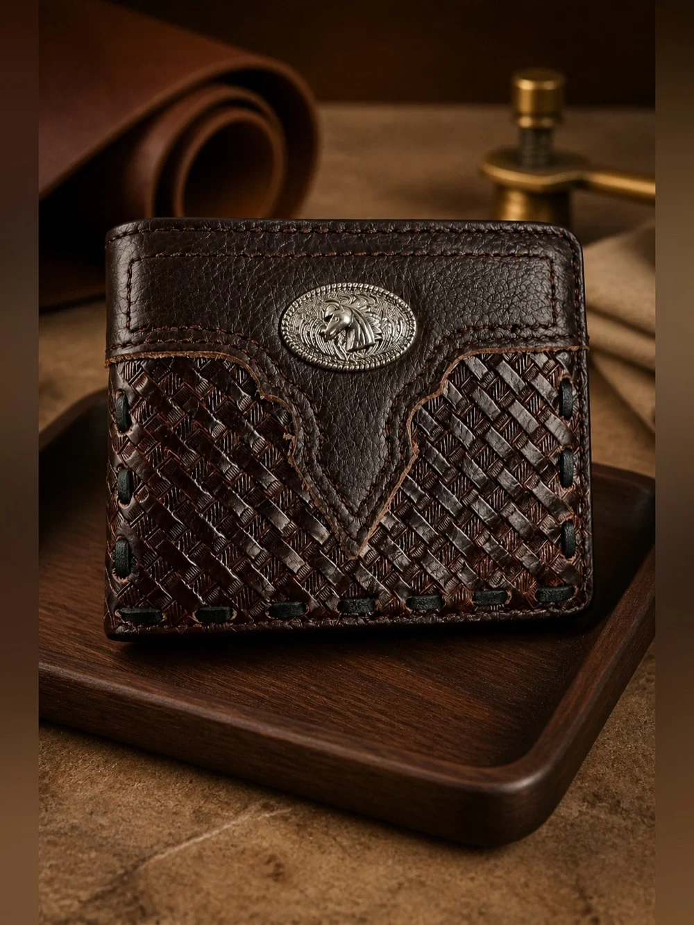 NWT Texas West Premium Genuine Leather  row  Western Tri-Fold Men’s Wallet